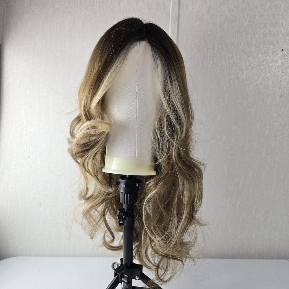 Side part Long Layered Blonde Blend Wig with Soft Waves - Unbranded